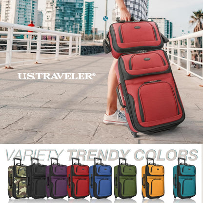 Rio Lightweight Softside Rolling Carry-on Suitcase, 4-Wheel Single, Light Blue