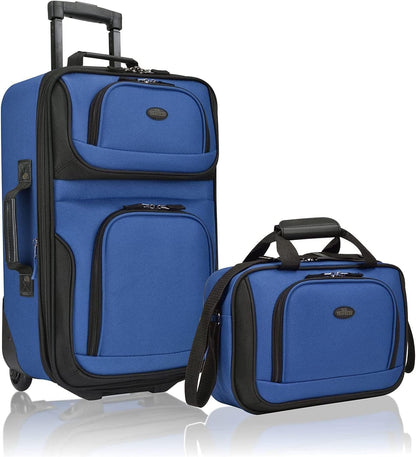 Rio Lightweight Softside Rolling Carry-on Suitcase, 4-Wheel Single, Light Blue