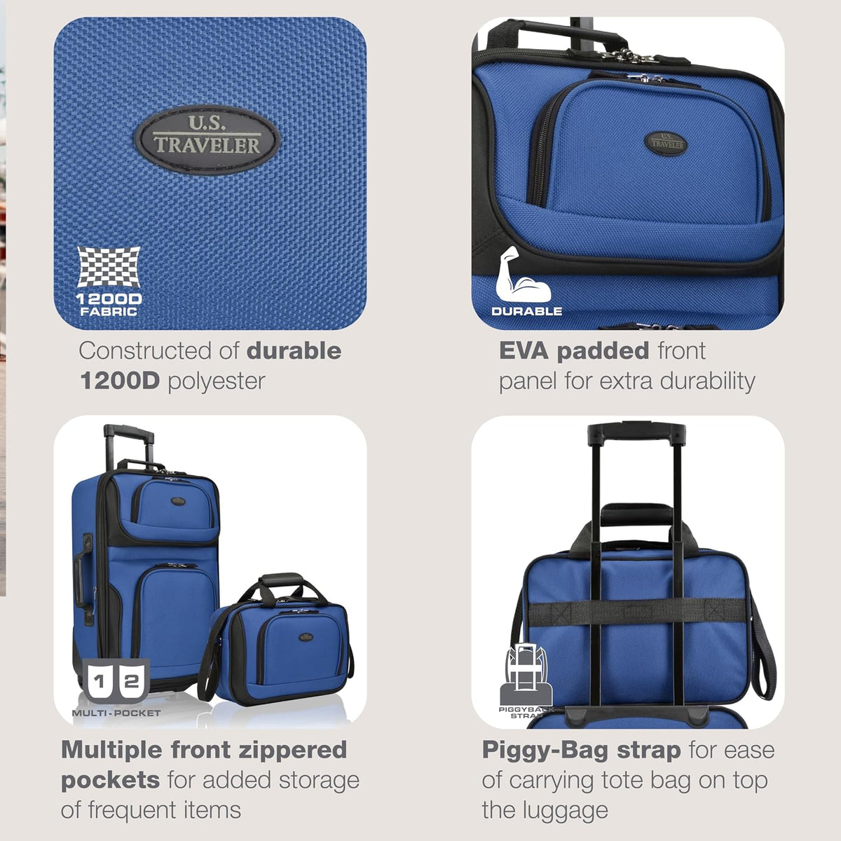 Rio Lightweight Softside Rolling Carry-on Suitcase, 4-Wheel Single, Light Blue