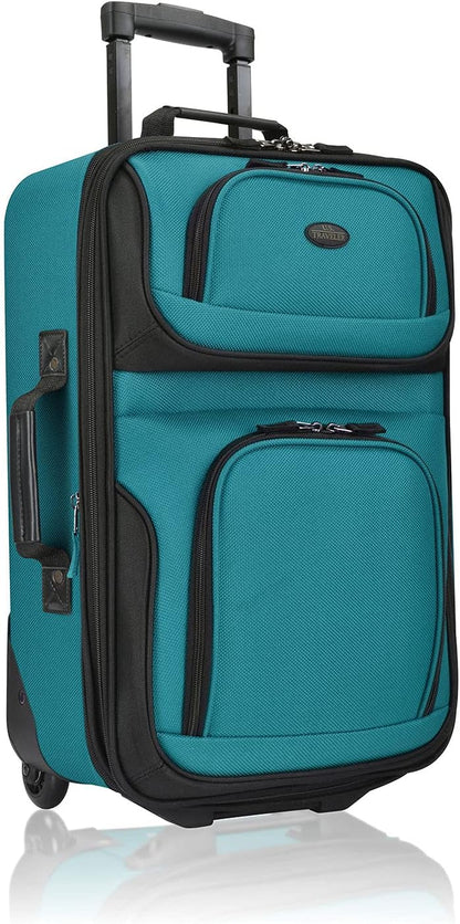 Rio Lightweight Softside Rolling Carry-on Suitcase, 4-Wheel Single, Light Blue