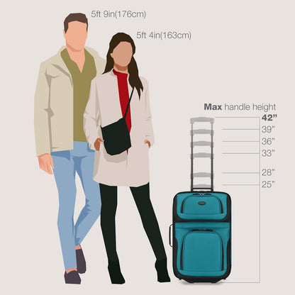 Rio Lightweight Softside Rolling Carry-on Suitcase, 4-Wheel Single, Light Blue