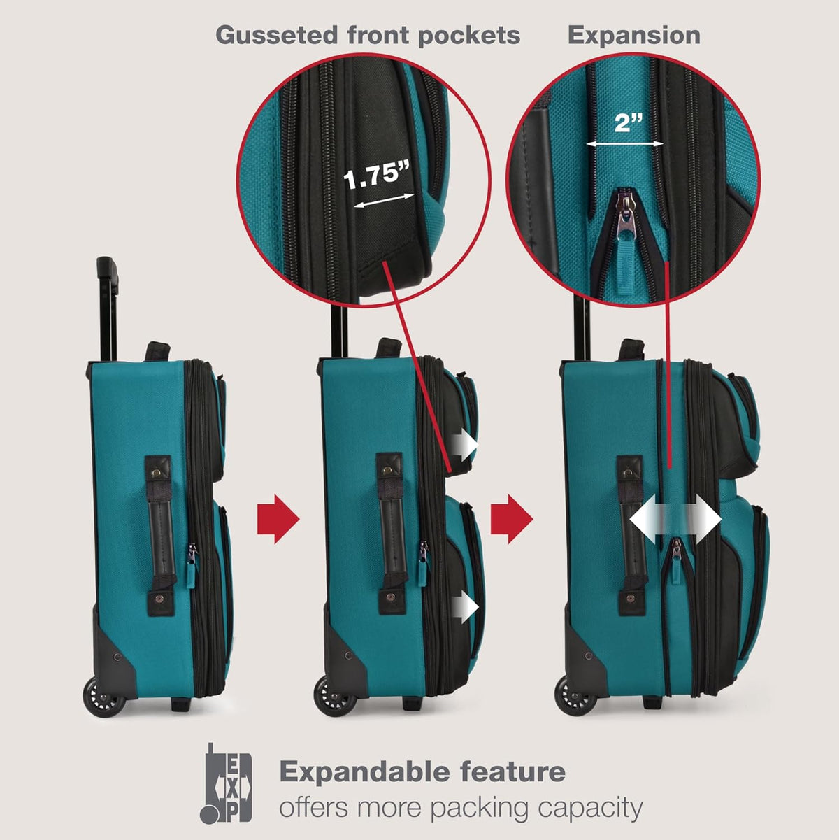 Rio Lightweight Softside Rolling Carry-on Suitcase, 4-Wheel Single, Light Blue