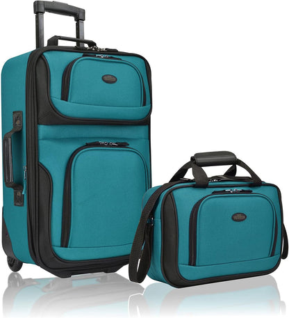 Rio Lightweight Softside Rolling Carry-on Suitcase, 4-Wheel Single, Light Blue