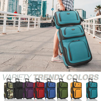 Rio Lightweight Softside Rolling Carry-on Suitcase, 4-Wheel Single, Light Blue