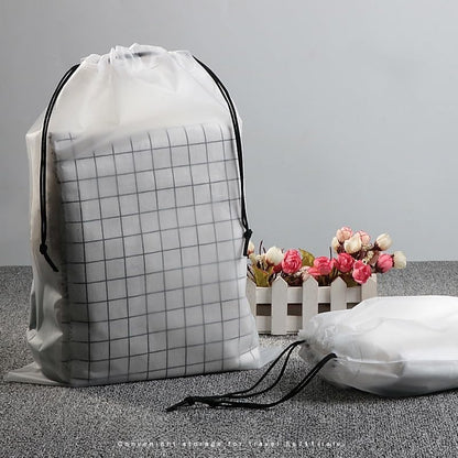 25 Pack Travel Shoe Bags, 15.7" x 11.8" Frosted Transparent Travel Shoe Pouch, Waterproof Portable Drawstring Travel Shoe Bag Organizer, Essential for Travel, Storage for Miscellaneous Items