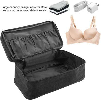 Travel Underwear Organizer, Polyester Large Compartment Travels Storage Organizer Portable USB Case Travel Bra, Bra Bag for Travels Business Trip