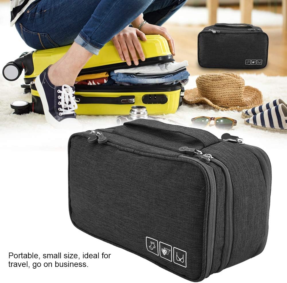 Travel Underwear Organizer, Polyester Large Compartment Travels Storage Organizer Portable USB Case Travel Bra, Bra Bag for Travels Business Trip