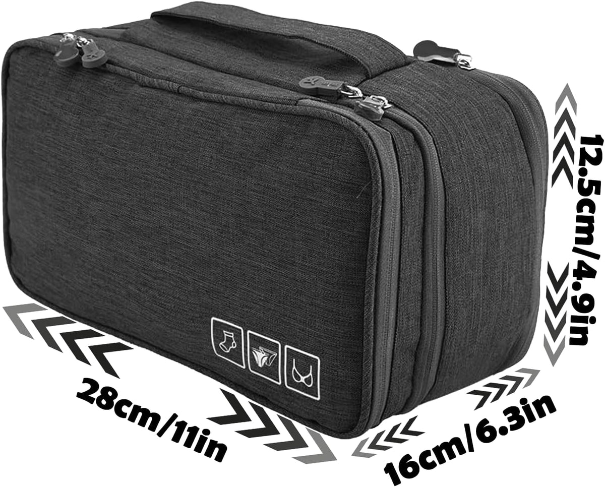 Travel Underwear Organizer, Polyester Large Compartment Travels Storage Organizer Portable USB Case Travel Bra, Bra Bag for Travels Business Trip