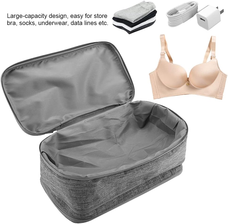 Travel Underwear Organizer, Polyester Large Compartment Travels Storage Organizer Portable USB Case Travel Bra, Bra Bag for Travels Business Trip