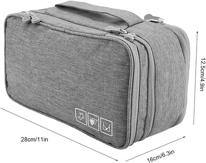 Travel Underwear Organizer, Polyester Large Compartment Travels Storage Organizer Portable USB Case Travel Bra, Bra Bag for Travels Business Trip