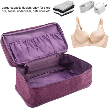 Travel Underwear Organizer, Polyester Large Compartment Travels Storage Organizer Portable USB Case Travel Bra, Bra Bag for Travels Business Trip