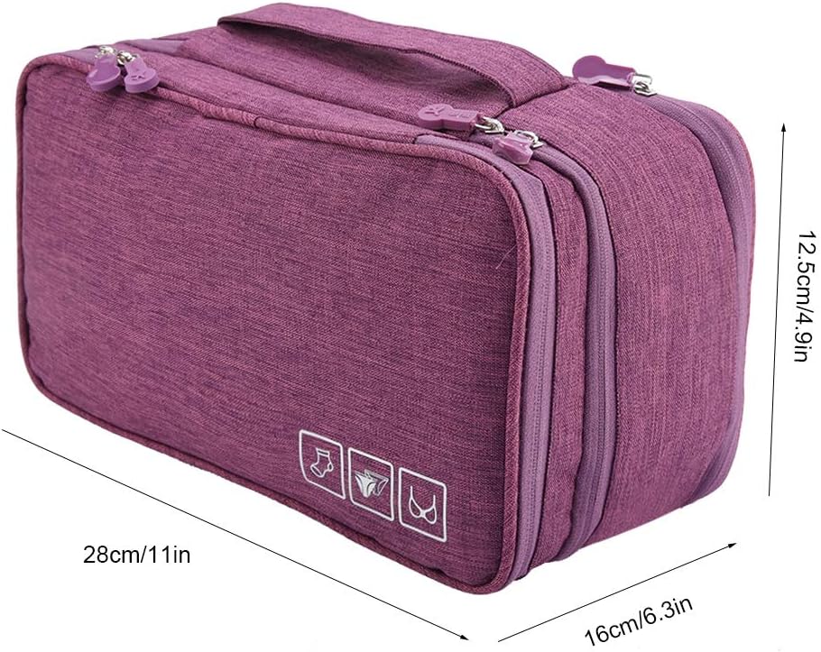 Travel Underwear Organizer, Polyester Large Compartment Travels Storage Organizer Portable USB Case Travel Bra, Bra Bag for Travels Business Trip