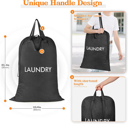 120L Heavy Duty Nylon Laundry Bag with Shoulder Handles, Tear-Resistant & Splash-Proof Dirty Clothes Storage Pouch for College Dorms, Laundromat & Beach Travel, Foldable & Washable
