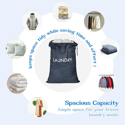 120L Heavy Duty Nylon Laundry Bag with Shoulder Handles, Tear-Resistant & Splash-Proof Dirty Clothes Storage Pouch for College Dorms, Laundromat & Beach Travel, Foldable & Washable