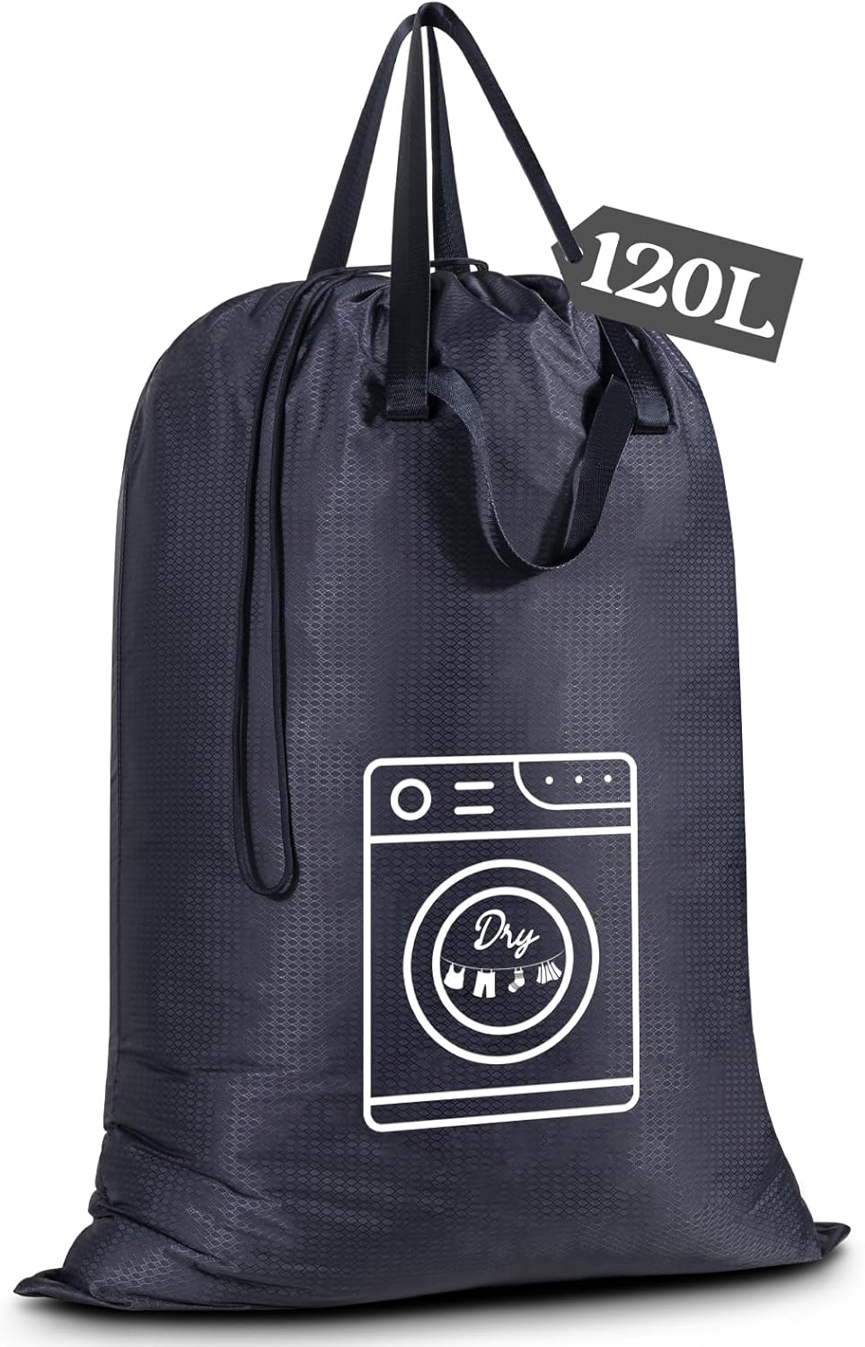 120L Heavy Duty Nylon Laundry Bag with Shoulder Handles, Tear-Resistant & Splash-Proof Dirty Clothes Storage Pouch for College Dorms, Laundromat & Beach Travel, Foldable & Washable