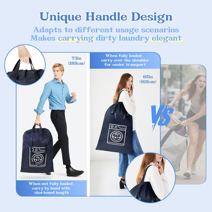 120L Heavy Duty Nylon Laundry Bag with Shoulder Handles, Tear-Resistant & Splash-Proof Dirty Clothes Storage Pouch for College Dorms, Laundromat & Beach Travel, Foldable & Washable