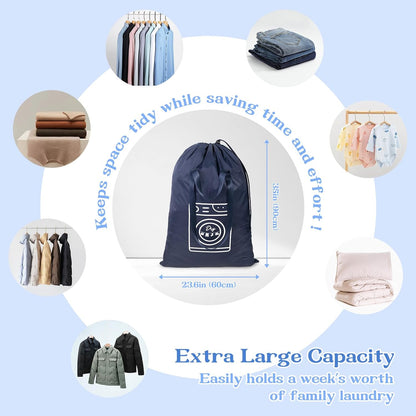 120L Heavy Duty Nylon Laundry Bag with Shoulder Handles, Tear-Resistant & Splash-Proof Dirty Clothes Storage Pouch for College Dorms, Laundromat & Beach Travel, Foldable & Washable