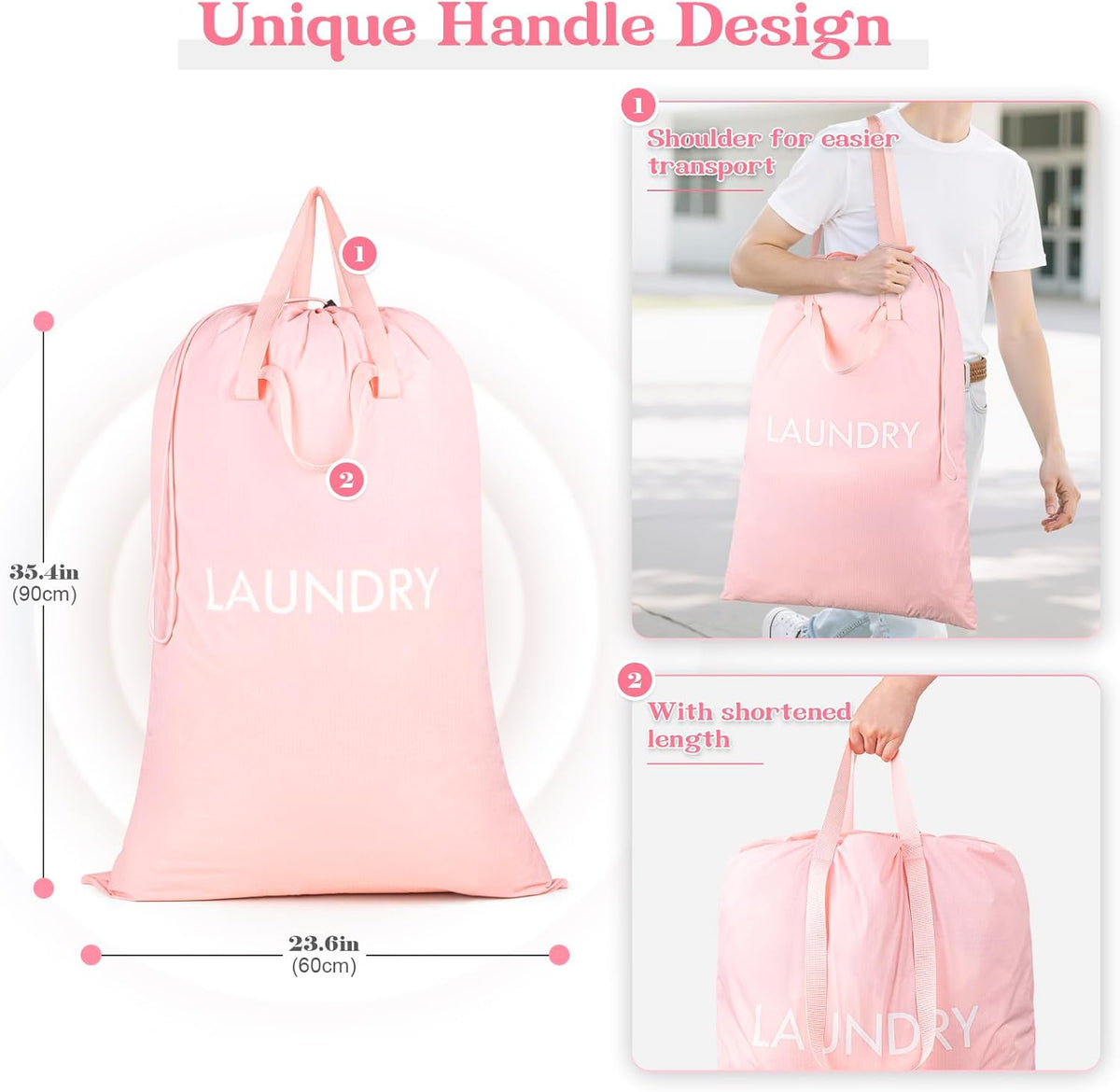 120L Heavy Duty Nylon Laundry Bag with Shoulder Handles, Tear-Resistant & Splash-Proof Dirty Clothes Storage Pouch for College Dorms, Laundromat & Beach Travel, Foldable & Washable