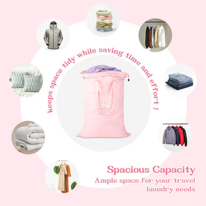 120L Heavy Duty Nylon Laundry Bag with Shoulder Handles, Tear-Resistant & Splash-Proof Dirty Clothes Storage Pouch for College Dorms, Laundromat & Beach Travel, Foldable & Washable