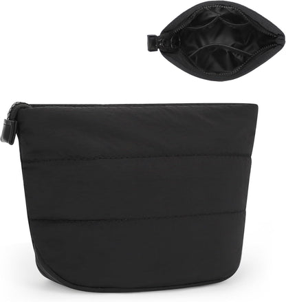 Travel Makeup Bag, Small Floral Cosmetic Bag with Makeup Brush Compartment, Portable Makeup Pouch for Women, Double Layer Makeup Organizer Bag Cute Toiletry Bag