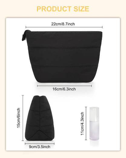 Travel Makeup Bag, Small Floral Cosmetic Bag with Makeup Brush Compartment, Portable Makeup Pouch for Women, Double Layer Makeup Organizer Bag Cute Toiletry Bag