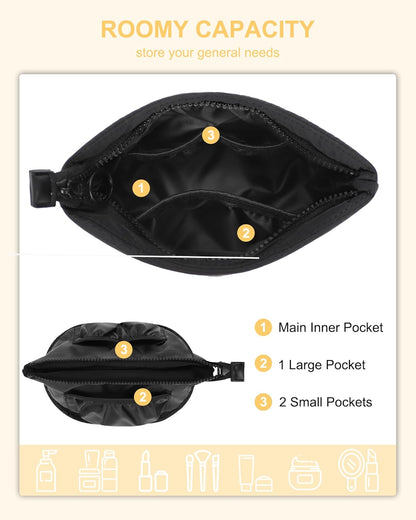 Travel Makeup Bag, Small Floral Cosmetic Bag with Makeup Brush Compartment, Portable Makeup Pouch for Women, Double Layer Makeup Organizer Bag Cute Toiletry Bag