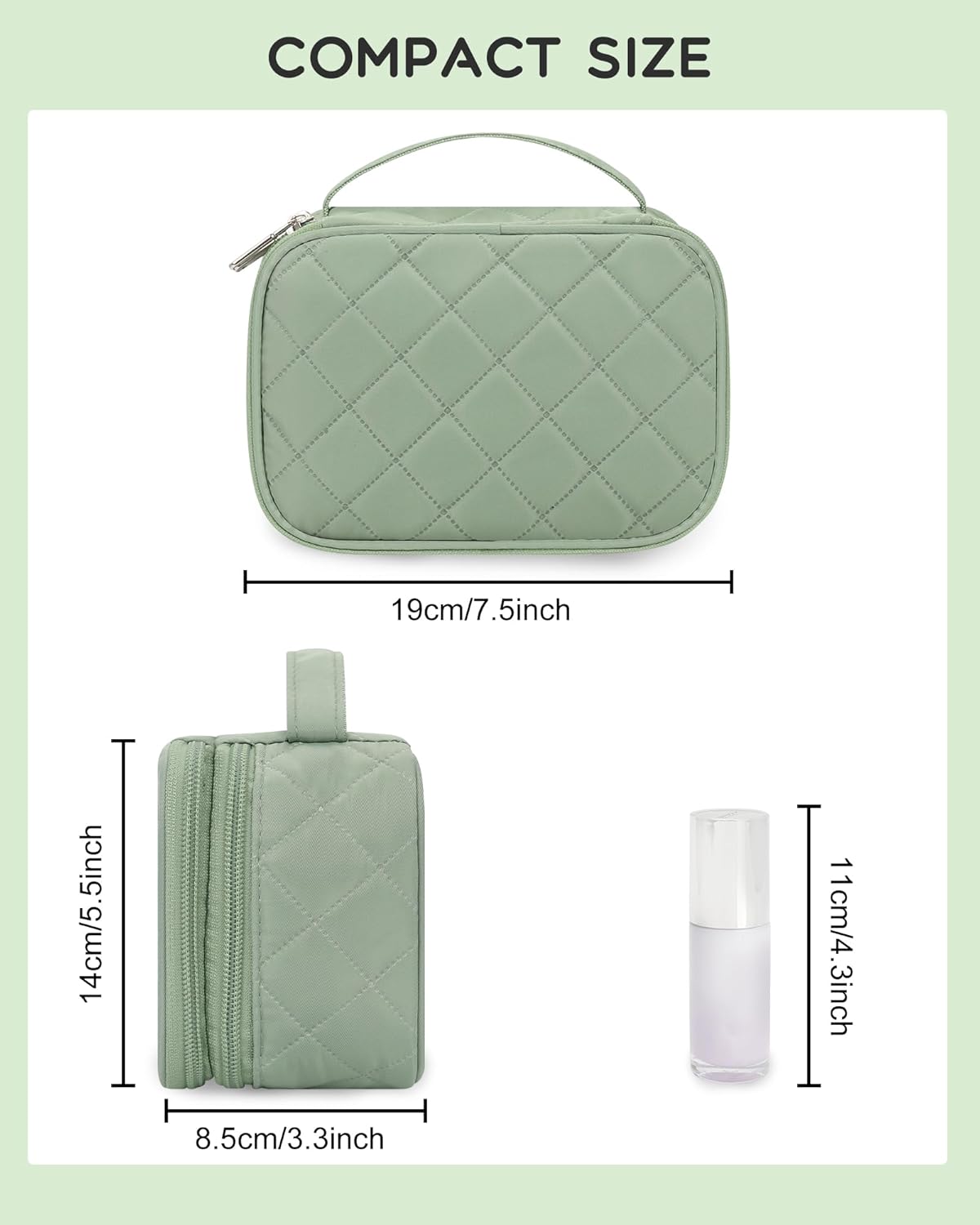 Travel Makeup Bag, Small Floral Cosmetic Bag with Makeup Brush Compartment, Portable Makeup Pouch for Women, Double Layer Makeup Organizer Bag Cute Toiletry Bag