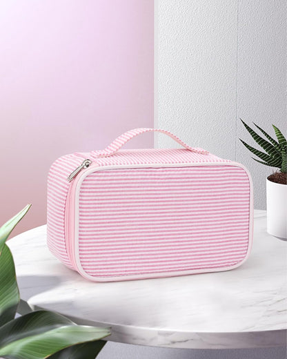 Travel Makeup Bag, Small Floral Cosmetic Bag with Makeup Brush Compartment, Portable Makeup Pouch for Women, Double Layer Makeup Organizer Bag Cute Toiletry Bag