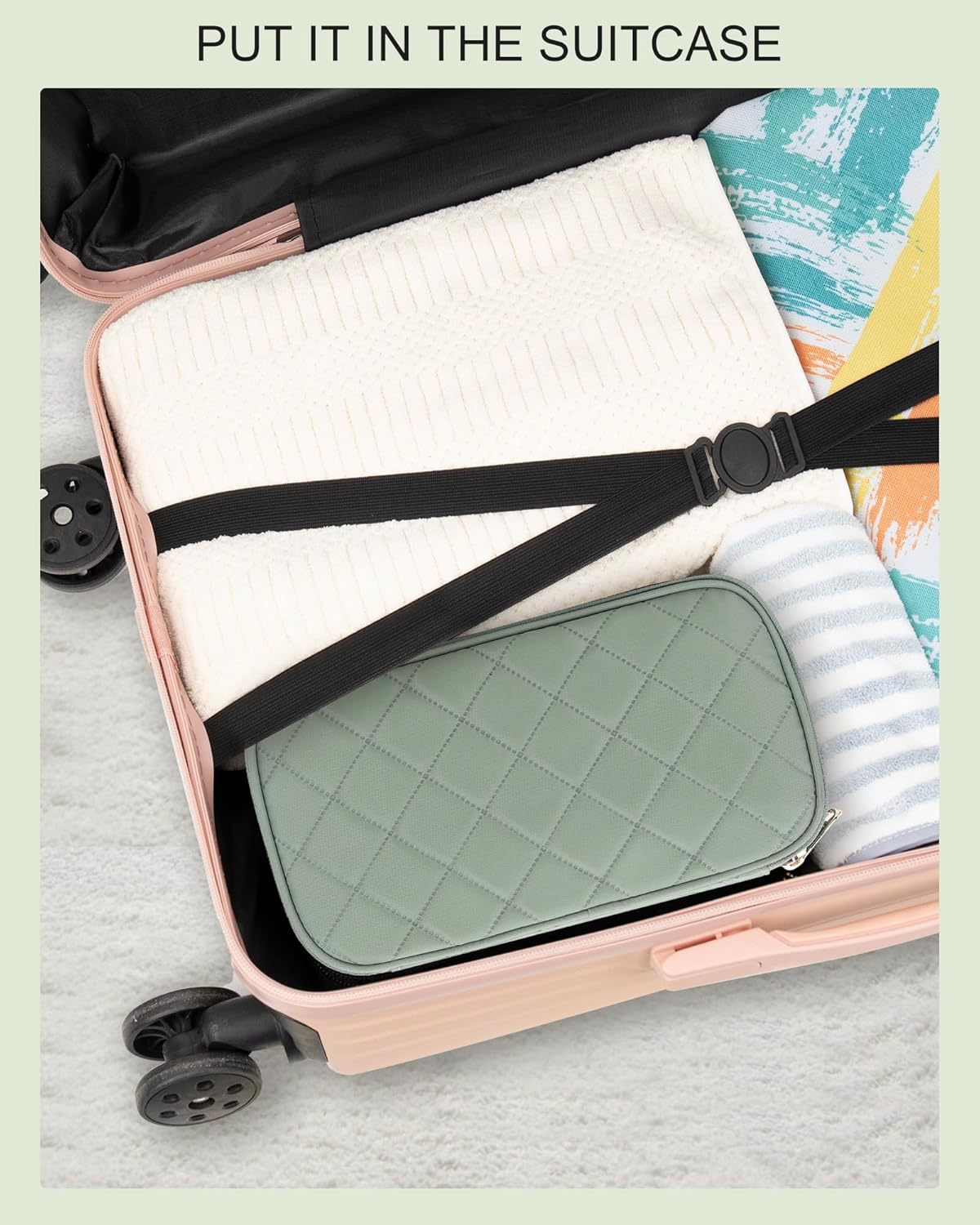 Travel Makeup Bag, Small Floral Cosmetic Bag with Makeup Brush Compartment, Portable Makeup Pouch for Women, Double Layer Makeup Organizer Bag Cute Toiletry Bag