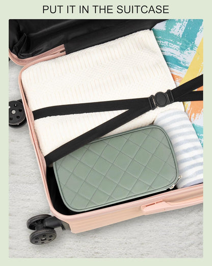 Travel Makeup Bag, Small Floral Cosmetic Bag with Makeup Brush Compartment, Portable Makeup Pouch for Women, Double Layer Makeup Organizer Bag Cute Toiletry Bag