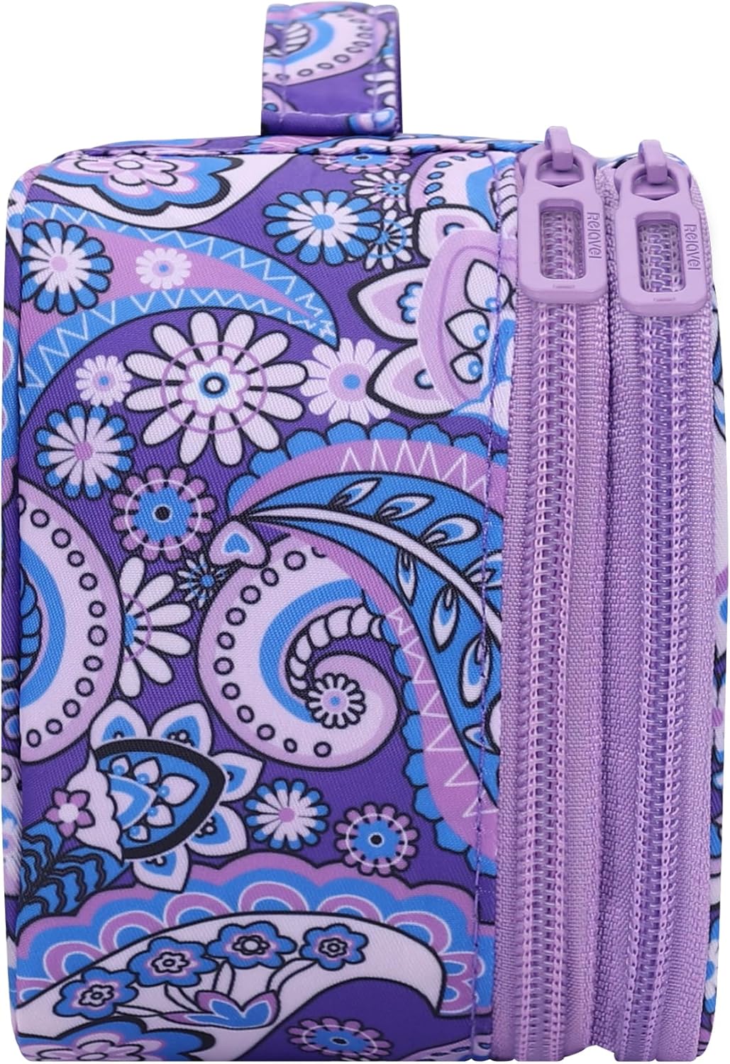 Travel Makeup Bag, Small Floral Cosmetic Bag with Makeup Brush Compartment, Portable Makeup Pouch for Women, Double Layer Makeup Organizer Bag Cute Toiletry Bag