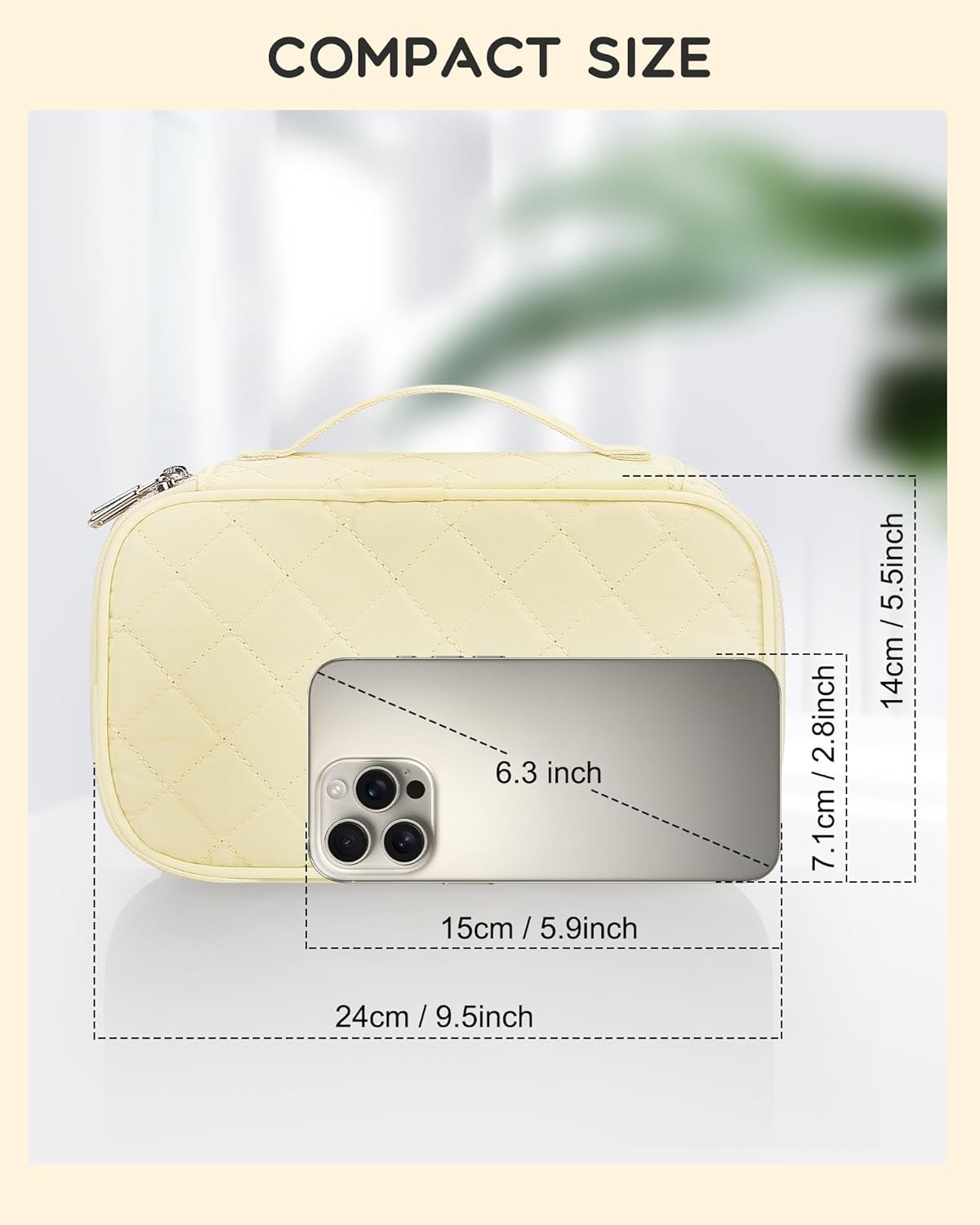 Travel Makeup Bag, Small Floral Cosmetic Bag with Makeup Brush Compartment, Portable Makeup Pouch for Women, Double Layer Makeup Organizer Bag Cute Toiletry Bag
