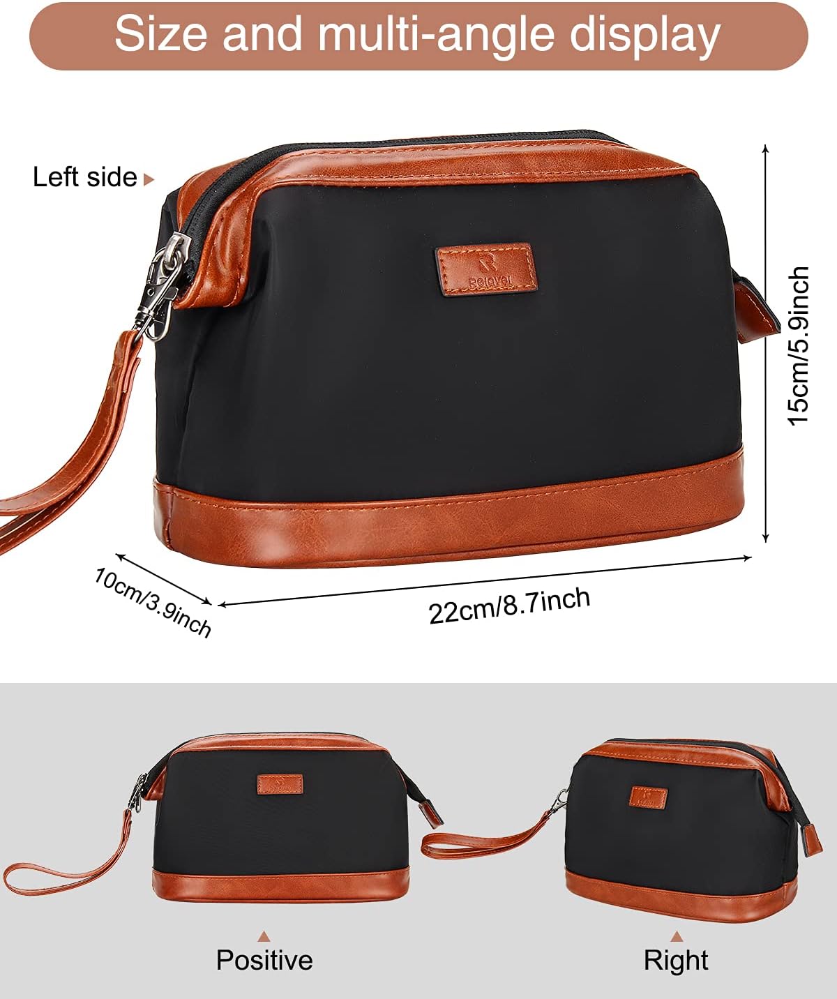 Travel Makeup Bag, Small Floral Cosmetic Bag with Makeup Brush Compartment, Portable Makeup Pouch for Women, Double Layer Makeup Organizer Bag Cute Toiletry Bag