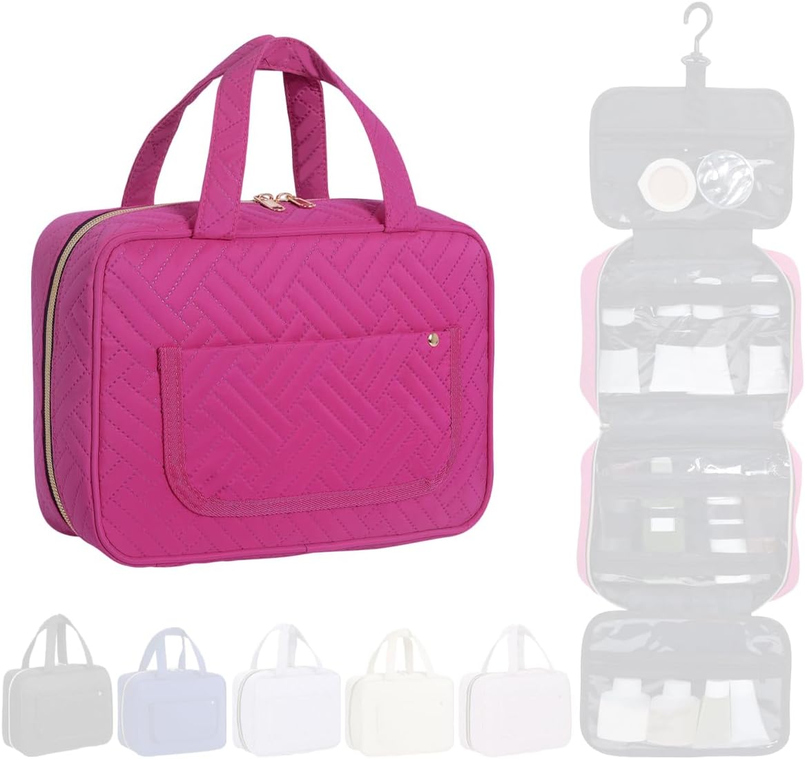 Hanging Toiletry Bag for Women Cosmetic Toiletries Travel Bag, Rose Red
