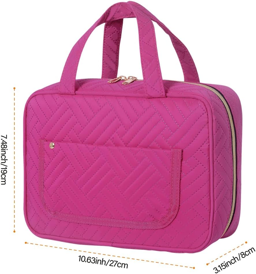 Hanging Toiletry Bag for Women Cosmetic Toiletries Travel Bag, Rose Red