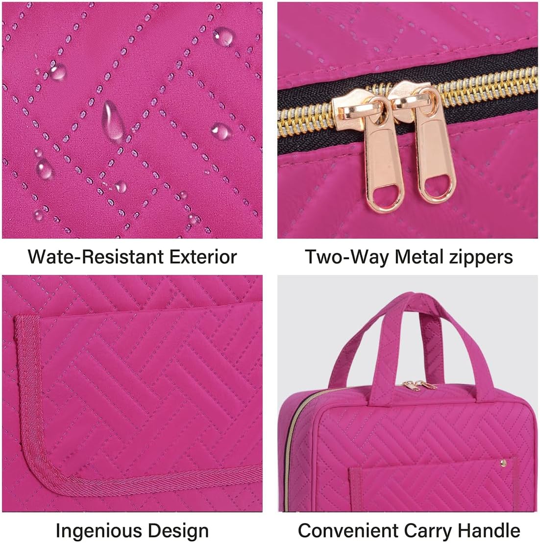 Hanging Toiletry Bag for Women Cosmetic Toiletries Travel Bag, Rose Red