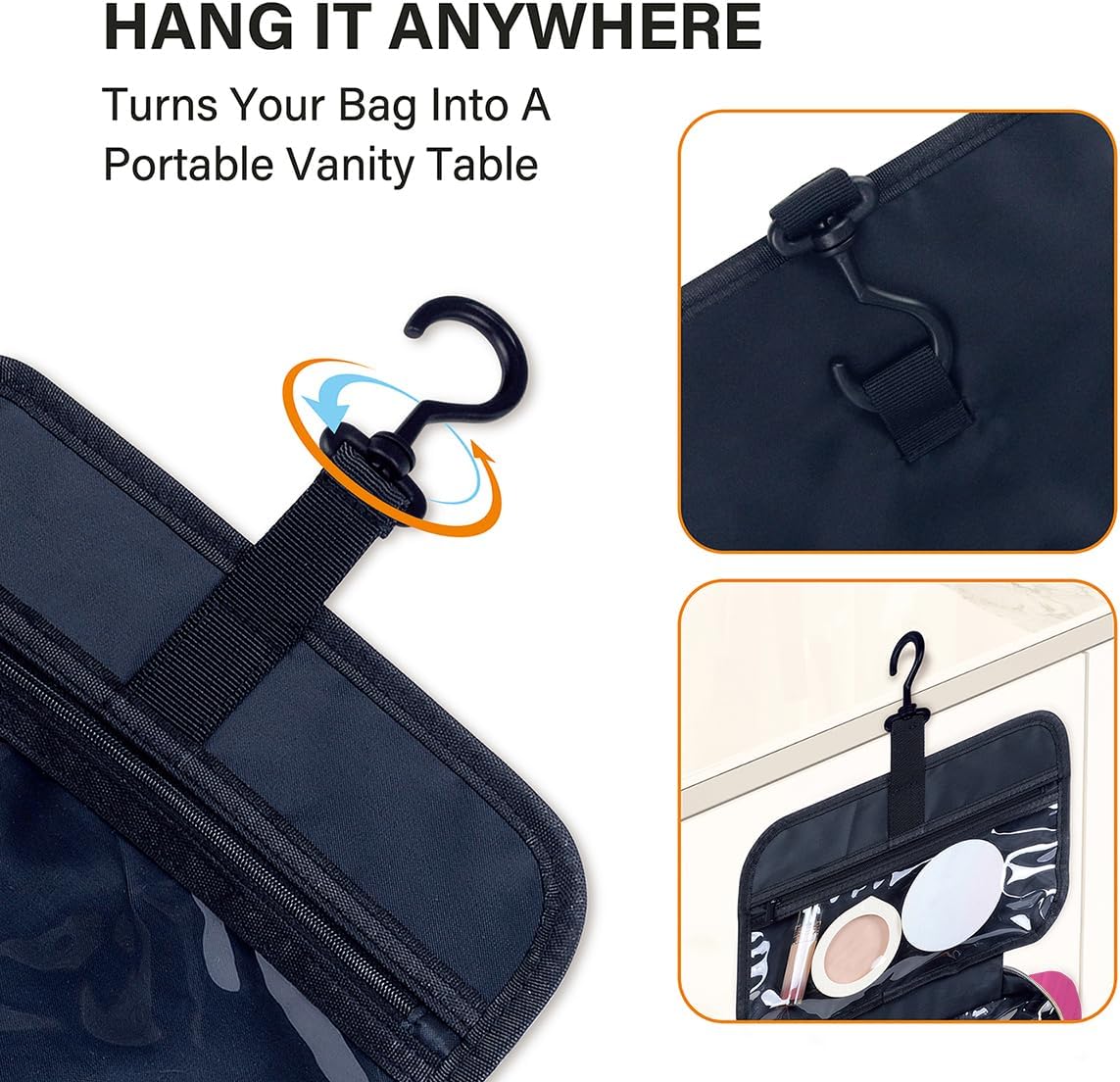 Hanging Toiletry Bag for Women Cosmetic Toiletries Travel Bag, Rose Red