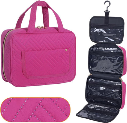 Hanging Toiletry Bag for Women Cosmetic Toiletries Travel Bag, Rose Red