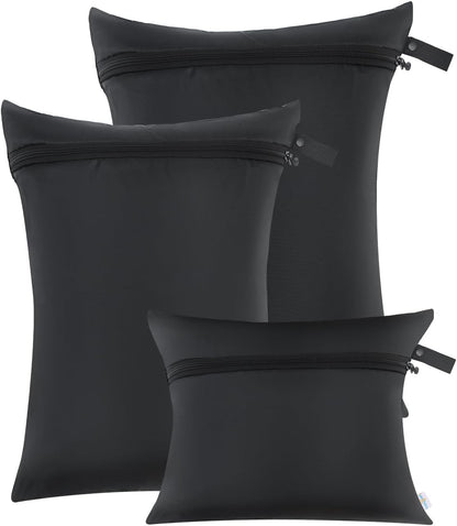 Wet Dry Bags 3 Pack, Waterproof Travel Bags for Baby Diapers, Beach, Pool, Gym, Swimsuits, Food Storage and Wet Clothes