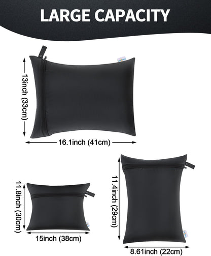 Wet Dry Bags 3 Pack, Waterproof Travel Bags for Baby Diapers, Beach, Pool, Gym, Swimsuits, Food Storage and Wet Clothes