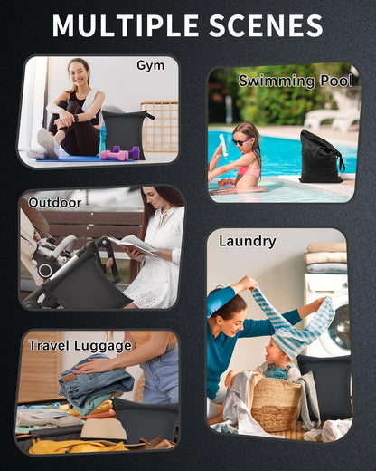 Wet Dry Bags 3 Pack, Waterproof Travel Bags for Baby Diapers, Beach, Pool, Gym, Swimsuits, Food Storage and Wet Clothes