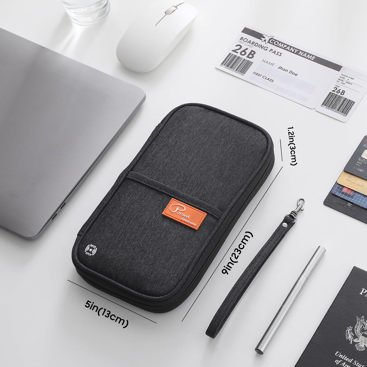 Family Passport Holder Organizer, RFID Blocking Travel Document Case, Lightweight Large Passport Cover Case Waterproof Bag Document Organizer for Women & Men