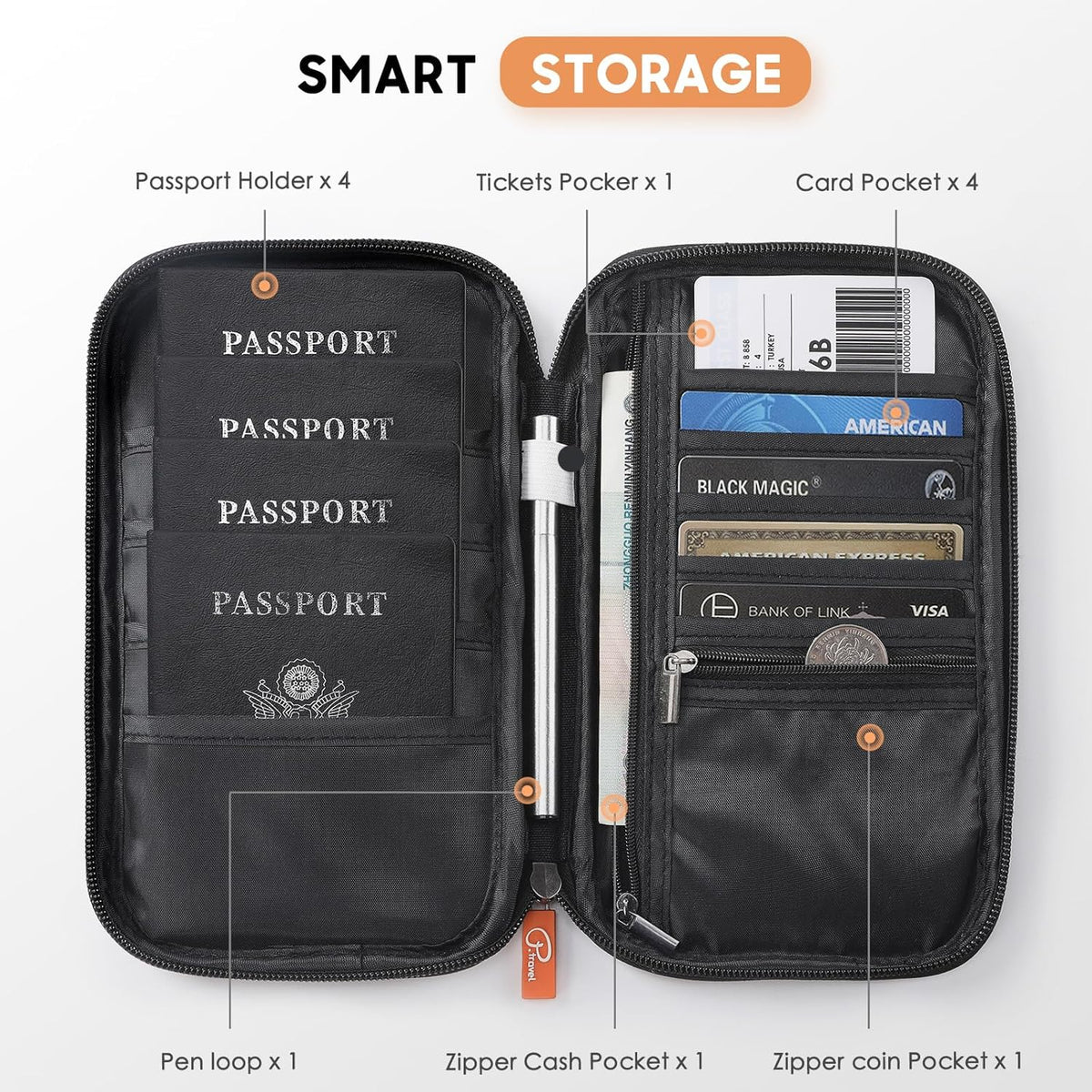 Family Passport Holder Organizer, RFID Blocking Travel Document Case, Lightweight Large Passport Cover Case Waterproof Bag Document Organizer for Women & Men
