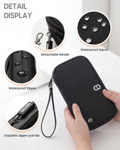 Family Passport Holder Organizer, RFID Blocking Travel Document Case, Lightweight Large Passport Cover Case Waterproof Bag Document Organizer for Women & Men