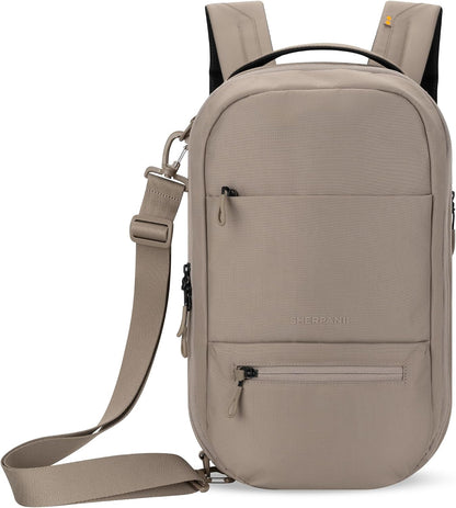 Camden Pro Convertible Backpack for Men Women, Travel Commuter Laptop Backpack & Shoulder Bag, RFID Carry On Personal Item, Expandable, Fits 15.6 Inch Laptop, Travel Gift (Dune)