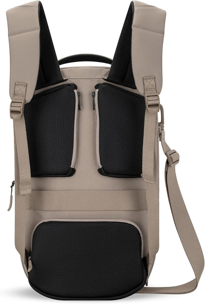 Camden Pro Convertible Backpack for Men Women, Travel Commuter Laptop Backpack & Shoulder Bag, RFID Carry On Personal Item, Expandable, Fits 15.6 Inch Laptop, Travel Gift (Dune)