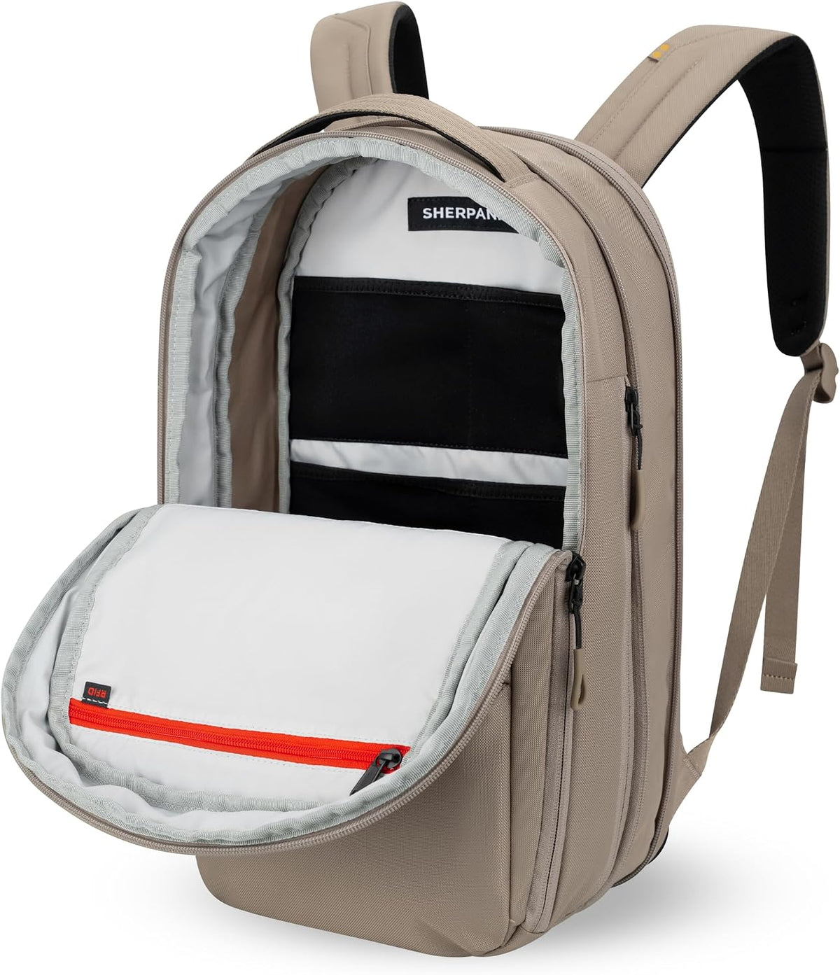 Camden Pro Convertible Backpack for Men Women, Travel Commuter Laptop Backpack & Shoulder Bag, RFID Carry On Personal Item, Expandable, Fits 15.6 Inch Laptop, Travel Gift (Dune)