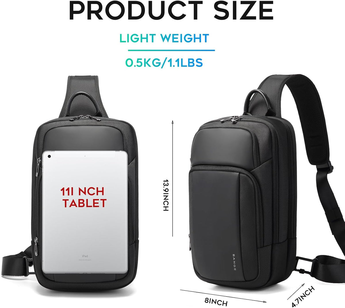 Sling Bag, Large Men's Cross Body bags, Men's Shoulder Bags for Work, Walking, Travel, Hiking…