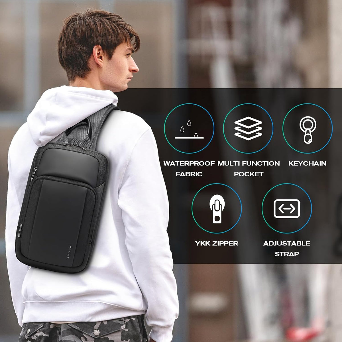 Sling Bag, Large Men's Cross Body bags, Men's Shoulder Bags for Work, Walking, Travel, Hiking…