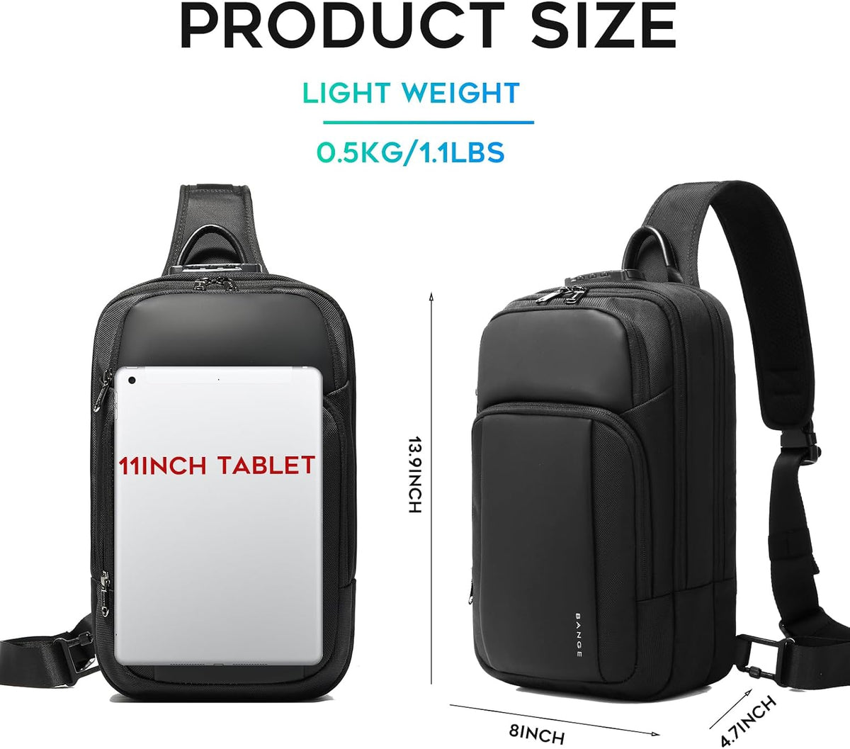 Sling Bag, Large Men's Cross Body bags, Men's Shoulder Bags for Work, Walking, Travel, Hiking…